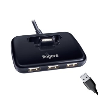 FINGERS Quadrant U2.0 4-Port USB Hub - Black