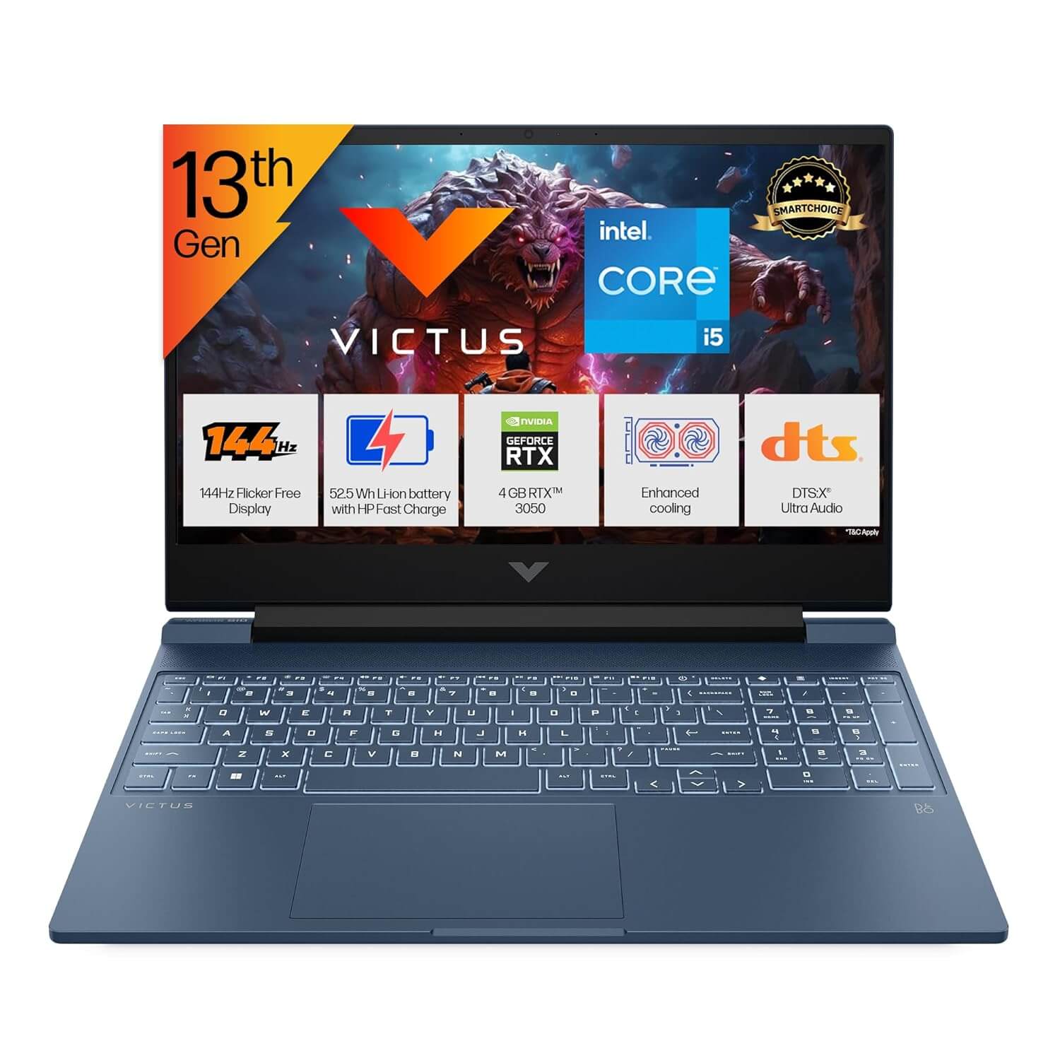 HP Smartchoice Victus, 13th Gen Intel Core i5-13420H, 4GB RTX 3050, 16GB DDR4(Upgradeable) 512GB SSD, 144Hz, 300nits, FHD, 15.6’’/39.6cm